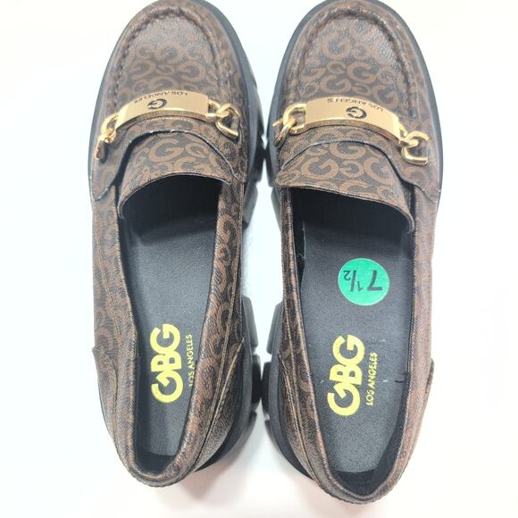 Guess GBG Los Angeles Collie Chumky Heel T Bar Loafers Faux Leather Women's 7.5 - Picture 4 of 10